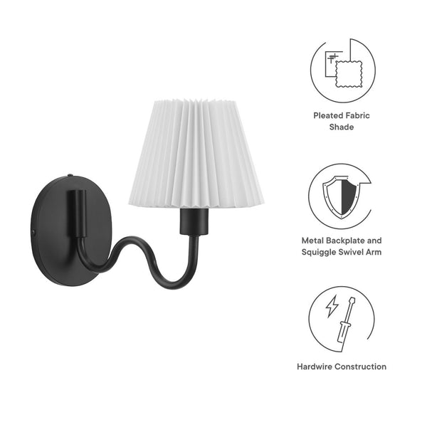 Modway Furniture Wave Squiggle Arm Wall Sconce - Coastal-Inspired Task Lighting with Swivel Design for Modern Spaces Black EEI-6873-BLK