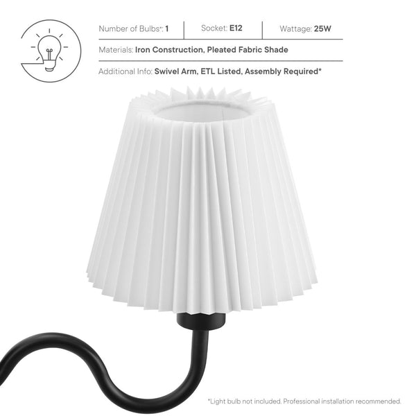 Modway Furniture Wave Squiggle Arm Wall Sconce - Coastal-Inspired Task Lighting with Swivel Design for Modern Spaces Black EEI-6873-BLK