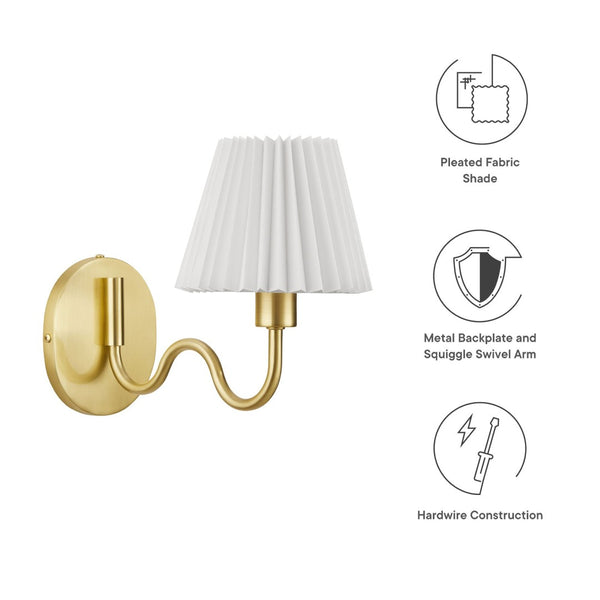 Modway Furniture Wave Squiggle Arm Wall Sconce - Coastal-Inspired Task Lighting with Swivel Design for Modern Spaces Brass EEI-6873-BRA