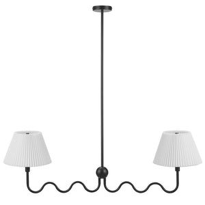 Modway Furniture Wave Squiggle 2-Arm Pendant Light - Modern Artistry with Soft Illumination for Dining Areas & More Black EEI-6874-BLK