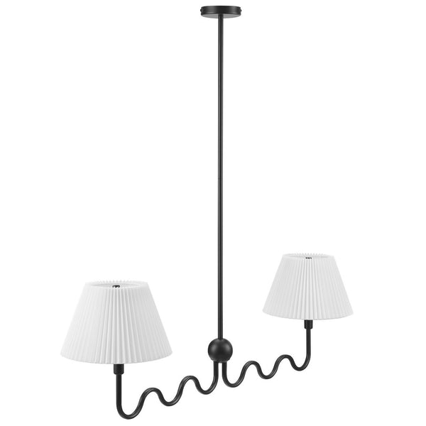 Modway Furniture Wave Squiggle 2-Arm Pendant Light - Modern Artistry with Soft Illumination for Dining Areas & More Black EEI-6874-BLK