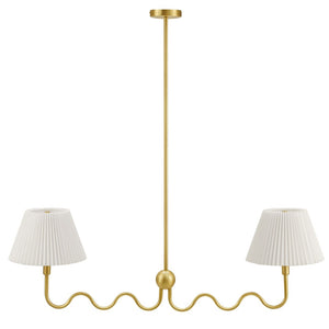 Modway Furniture Wave Squiggle 2-Arm Pendant Light - Modern Artistry with Soft Illumination for Dining Areas & More Brass EEI-6874-BRA