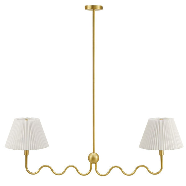 Modway Furniture Wave Squiggle 2-Arm Pendant Light - Modern Artistry with Soft Illumination for Dining Areas & More Brass EEI-6874-BRA