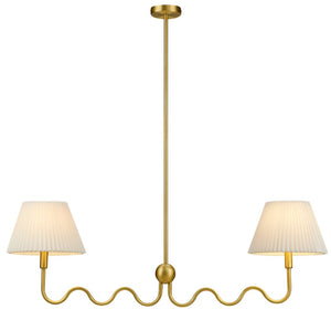 Modway Furniture Wave Squiggle 2-Arm Pendant Light - Modern Artistry with Soft Illumination for Dining Areas & More Brass EEI-6874-BRA