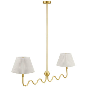 Modway Furniture Wave Squiggle 2-Arm Pendant Light - Modern Artistry with Soft Illumination for Dining Areas & More Brass EEI-6874-BRA