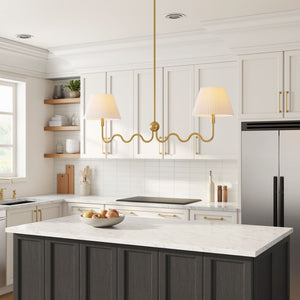 Modway Furniture Wave Squiggle 2-Arm Pendant Light - Modern Artistry with Soft Illumination for Dining Areas & More Brass EEI-6874-BRA