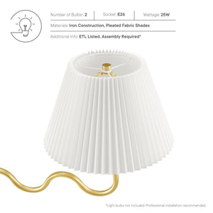 Modway Furniture Wave Squiggle 2-Arm Pendant Light - Modern Artistry with Soft Illumination for Dining Areas & More Brass EEI-6874-BRA