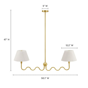 Modway Furniture Wave Squiggle 2-Arm Pendant Light - Modern Artistry with Soft Illumination for Dining Areas & More Brass EEI-6874-BRA