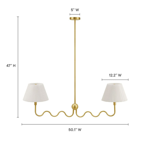 Modway Furniture Wave Squiggle 2-Arm Pendant Light - Modern Artistry with Soft Illumination for Dining Areas & More Brass EEI-6874-BRA
