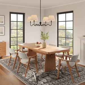 Modway Furniture Wave Squiggle 4-Arm Pendant Light - Sculptural Elegance with Pleated Shades for Any Space Black EEI-6875-BLK