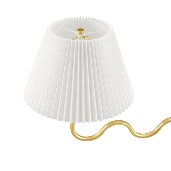 Modway Furniture Wave Squiggle 4-Arm Pendant Light - Sculptural Elegance with Pleated Shades for Any Space Brass EEI-6875-BRA