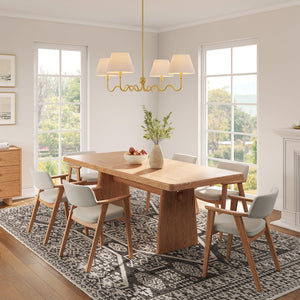 Modway Furniture Wave Squiggle 4-Arm Pendant Light - Sculptural Elegance with Pleated Shades for Any Space Brass EEI-6875-BRA