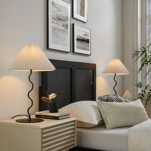 Modway Furniture Wave Squiggle Table Lamp - Modern Black Design with Sculptural Base for Cozy Ambient Lighting EEI-6876-BLK