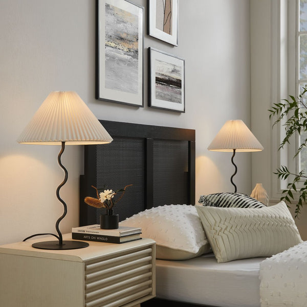 Modway Furniture Wave Squiggle Table Lamp - Modern Black Design with Sculptural Base for Cozy Ambient Lighting EEI-6876-BLK