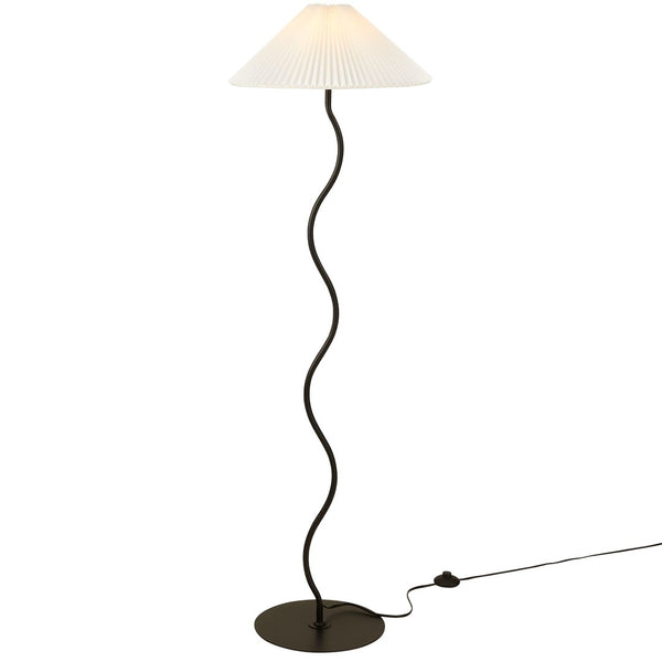Modway Furniture Wave Squiggle Floor Lamp - Modern Sculptural Lighting with Soft Pleated Shade for Cozy Ambiance EEI-6877-BLK