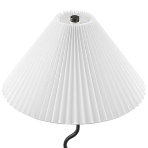 Modway Furniture Wave Squiggle Floor Lamp - Modern Sculptural Lighting with Soft Pleated Shade for Cozy Ambiance EEI-6877-BLK