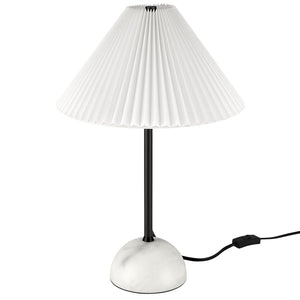 Modway Furniture Illusion Marble Dome Table Lamp – Elegant Accent Light with Pleated Shade for Modern Decor Spaces Black EEI-6878-BLK