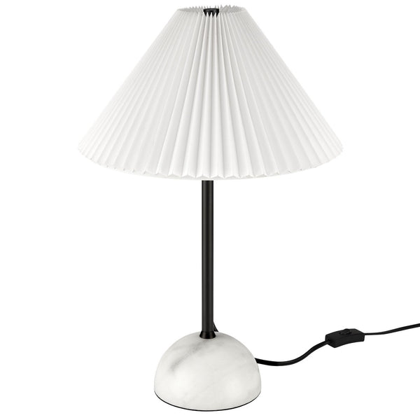 Modway Furniture Illusion Marble Dome Table Lamp – Elegant Accent Light with Pleated Shade for Modern Decor Spaces Black EEI-6878-BLK