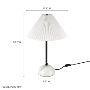 Modway Furniture Illusion Marble Dome Table Lamp – Elegant Accent Light with Pleated Shade for Modern Decor Spaces Black EEI-6878-BLK