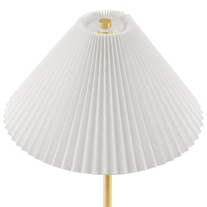 Modway Furniture Illusion Marble Dome Table Lamp – Elegant Accent Light with Pleated Shade for Modern Decor Spaces Brass EEI-6878-BRA