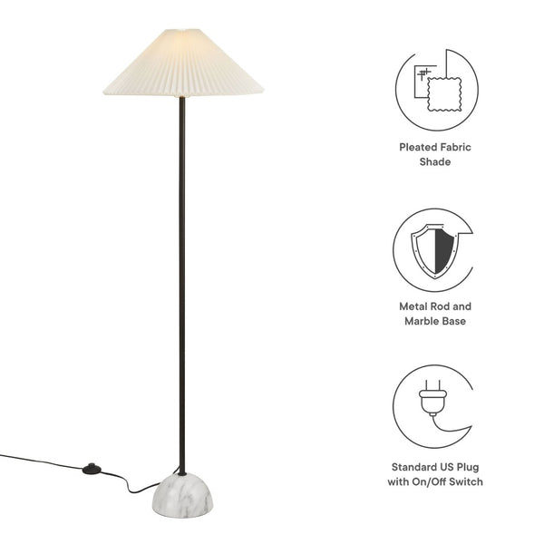 Modway Furniture Illusion Marble Dome Floor Lamp - Modern Design with Soft Ambient Glow for Any Room Decor Black EEI-6879-BLK