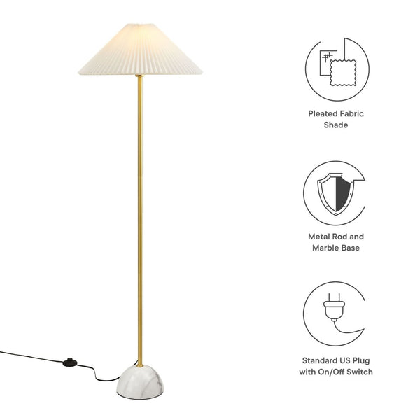 Modway Furniture Illusion Marble Dome Floor Lamp - Modern Design with Soft Ambient Glow for Any Room Decor Brass EEI-6879-BRA