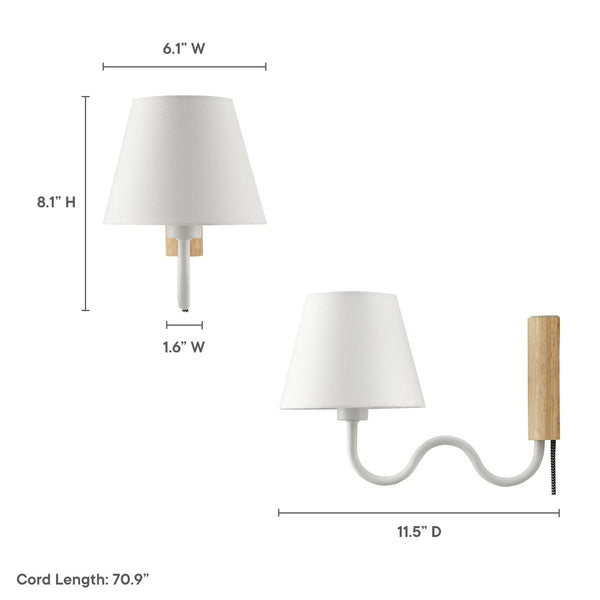 Modway Furniture Sunlit Squiggle Arm Wall Sconce - Modern Design with Adjustable Lighting for Cozy Spaces and Reading Natural White EEI-6881-NAT-WHI