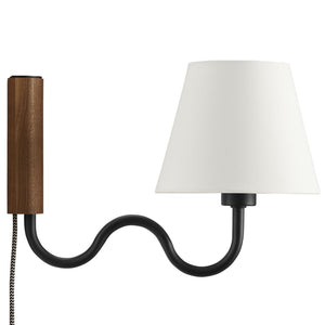 Modway Furniture Sunlit Squiggle Arm Wall Sconce - Modern Design with Adjustable Lighting for Cozy Spaces and Reading Walnut Black EEI-6881-WAL-BLK