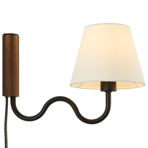 Modway Furniture Sunlit Squiggle Arm Wall Sconce - Modern Design with Adjustable Lighting for Cozy Spaces and Reading Walnut Black EEI-6881-WAL-BLK