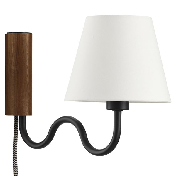 Modway Furniture Sunlit Squiggle Arm Wall Sconce - Modern Design with Adjustable Lighting for Cozy Spaces and Reading Walnut Black EEI-6881-WAL-BLK