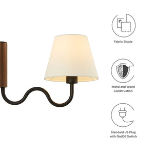 Modway Furniture Sunlit Squiggle Arm Wall Sconce - Modern Design with Adjustable Lighting for Cozy Spaces and Reading Walnut Black EEI-6881-WAL-BLK