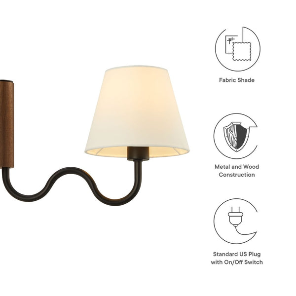 Modway Furniture Sunlit Squiggle Arm Wall Sconce - Modern Design with Adjustable Lighting for Cozy Spaces and Reading Walnut Black EEI-6881-WAL-BLK
