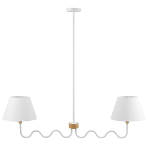 Modway Furniture Sunlit Squiggle 2-Arm Pendant Light - Modern Chandelier with Fabric Shades for Cozy Illumination Natural White EEI-6882-NAT-WHI