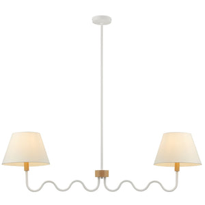 Modway Furniture Sunlit Squiggle 2-Arm Pendant Light - Modern Chandelier with Fabric Shades for Cozy Illumination Natural White EEI-6882-NAT-WHI