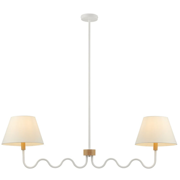 Modway Furniture Sunlit Squiggle 2-Arm Pendant Light - Modern Chandelier with Fabric Shades for Cozy Illumination Natural White EEI-6882-NAT-WHI