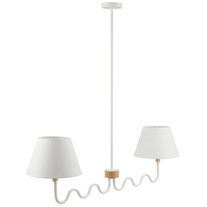 Modway Furniture Sunlit Squiggle 2-Arm Pendant Light - Modern Chandelier with Fabric Shades for Cozy Illumination Natural White EEI-6882-NAT-WHI