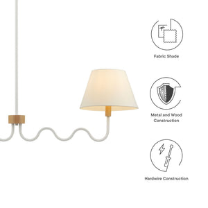 Modway Furniture Sunlit Squiggle 2-Arm Pendant Light - Modern Chandelier with Fabric Shades for Cozy Illumination Natural White EEI-6882-NAT-WHI
