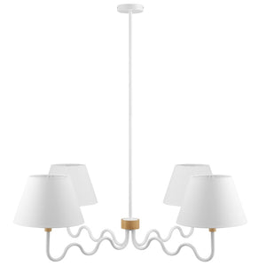 Modway Furniture Sunlit Squiggle 4-Arm Pendant Light – Modern Chandelier for Stylish Ambiance in Any Room Natural White EEI-6883-NAT-WHI