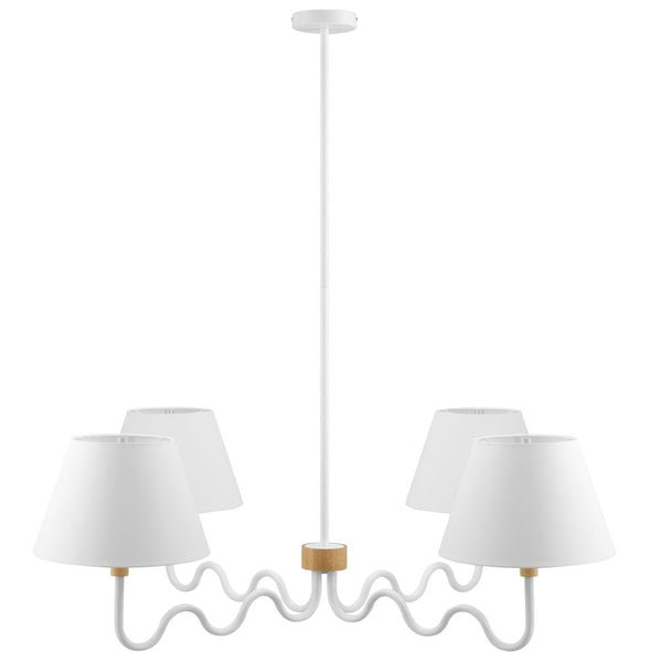 Modway Furniture Sunlit Squiggle 4-Arm Pendant Light – Modern Chandelier for Stylish Ambiance in Any Room Natural White EEI-6883-NAT-WHI