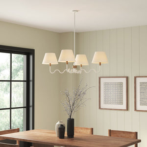 Modway Furniture Sunlit Squiggle 4-Arm Pendant Light – Modern Chandelier for Stylish Ambiance in Any Room Natural White EEI-6883-NAT-WHI
