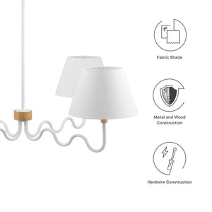 Modway Furniture Sunlit Squiggle 4-Arm Pendant Light – Modern Chandelier for Stylish Ambiance in Any Room Natural White EEI-6883-NAT-WHI