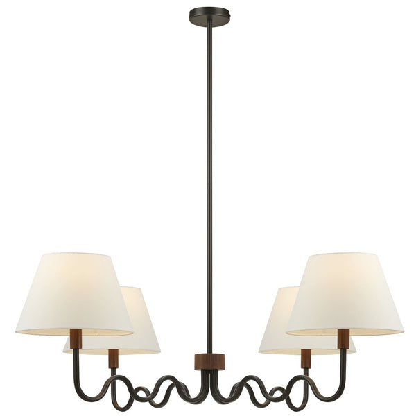 Modway Furniture Sunlit Squiggle 4-Arm Pendant Light – Modern Chandelier for Stylish Ambiance in Any Room Walnut Black EEI-6883-WAL-BLK