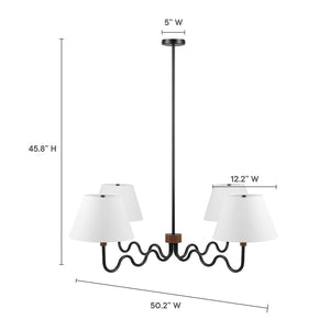 Modway Furniture Sunlit Squiggle 4-Arm Pendant Light – Modern Chandelier for Stylish Ambiance in Any Room Walnut Black EEI-6883-WAL-BLK