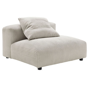 Modway Furniture Solace Modular 3-Piece Corduroy Sofa – Oversized Armless Sectional for Flexible Contemporary Living Almond EEI-7034-ALM