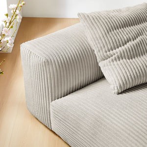 Modway Furniture Solace Modular Corduroy Armless Lounge Chair - Durable, Comfortable, and Perfect for Custom Layouts Almond EEI-6884-ALM