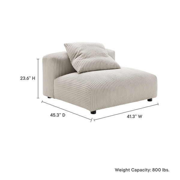 Modway Furniture Solace Modular Corduroy Armless Lounge Chair - Durable, Comfortable, and Perfect for Custom Layouts Almond EEI-6884-ALM