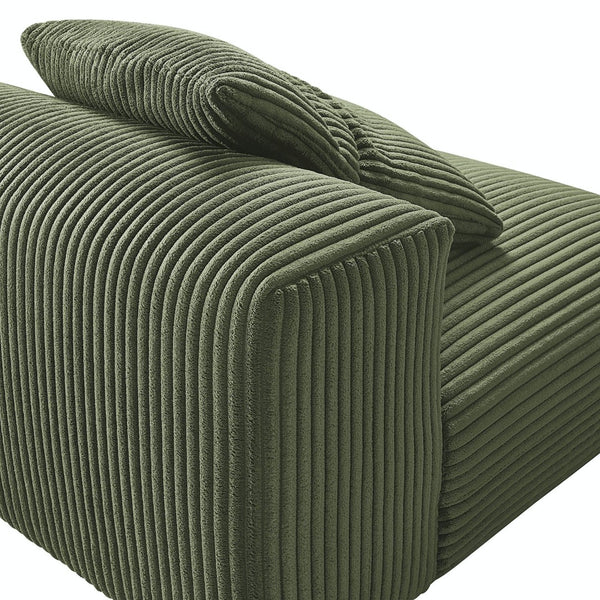 Modway Furniture Solace Modular Corduroy Armless Lounge Chair - Durable, Comfortable, and Perfect for Custom Layouts Fern EEI-6884-FRN