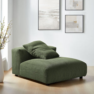 Modway Furniture Solace Modular Corduroy Armless Lounge Chair - Durable, Comfortable, and Perfect for Custom Layouts Fern EEI-6884-FRN