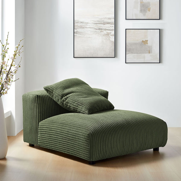 Modway Furniture Solace Modular Corduroy Armless Lounge Chair - Durable, Comfortable, and Perfect for Custom Layouts Fern EEI-6884-FRN