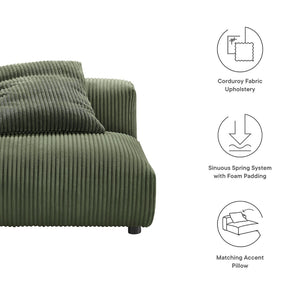 Modway Furniture Solace Modular Corduroy Armless Lounge Chair - Durable, Comfortable, and Perfect for Custom Layouts Fern EEI-6884-FRN